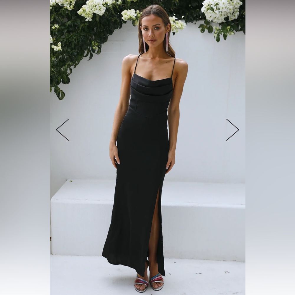NWOT Black satin maxi dress